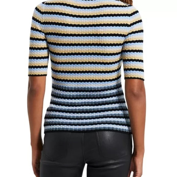 Theory Leenda striped Wool half sleeve sweater knit Top 20988 - Picture 2 of 9